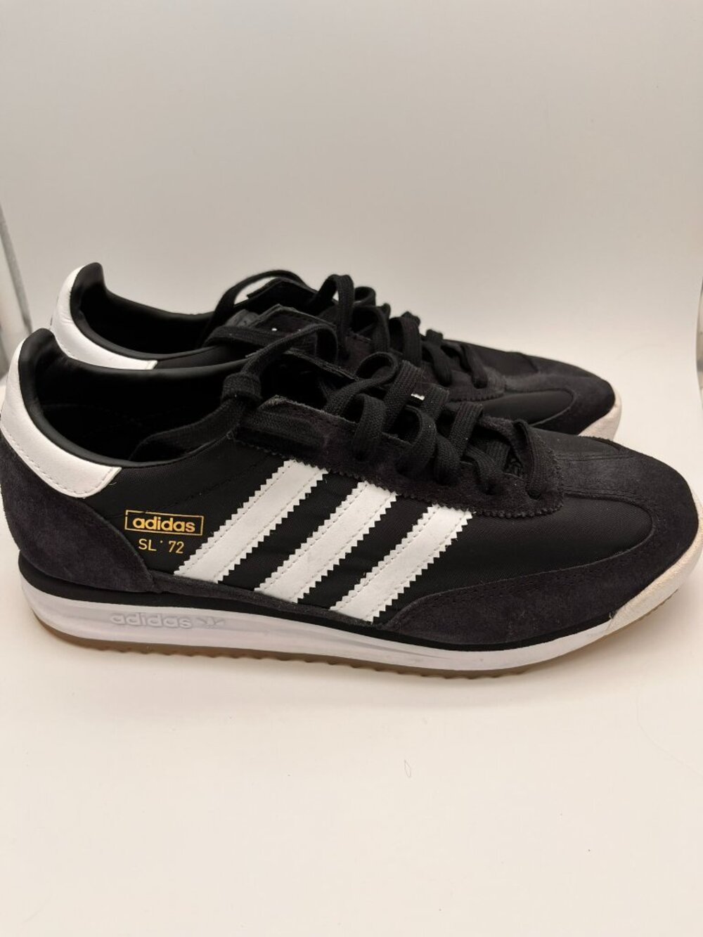 adidas Originals SL 72 Black White Gum Sole Retro Low Top Sneakers Mens 7 Womens